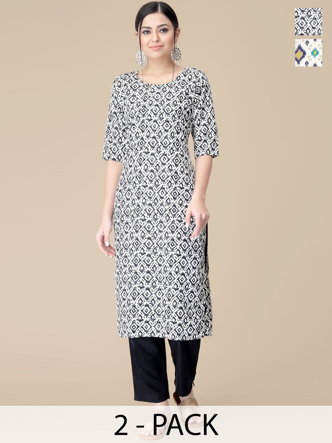 7Threads Selection Of 2 Ethnic Motifs Printed Round Neck Straight Kurtas With Trousers, White
7Threads Selection Of 2 Ethnic Motifs Printed Round Neck Straight Kurtas With Trousers, White