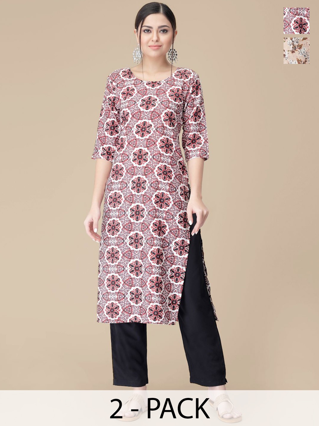 7Threads Selection Of 2 Ethnic Motifs Printed Round Neck Straight Kurtas With Trousers, White
7Threads Selection Of 2 Ethnic Motifs Printed Round Neck Straight Kurtas With Trousers, White