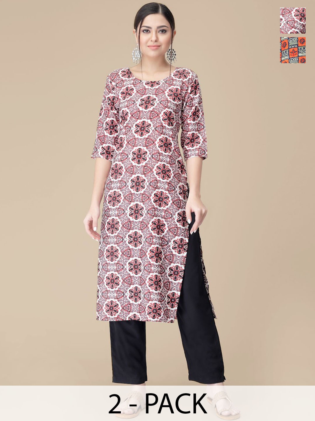 7Threads Selection Of 2 Ethnic Motifs Printed Round Neck Straight Kurtas With Trousers, White
7Threads Selection Of 2 Ethnic Motifs Printed Round Neck Straight Kurtas With Trousers, White