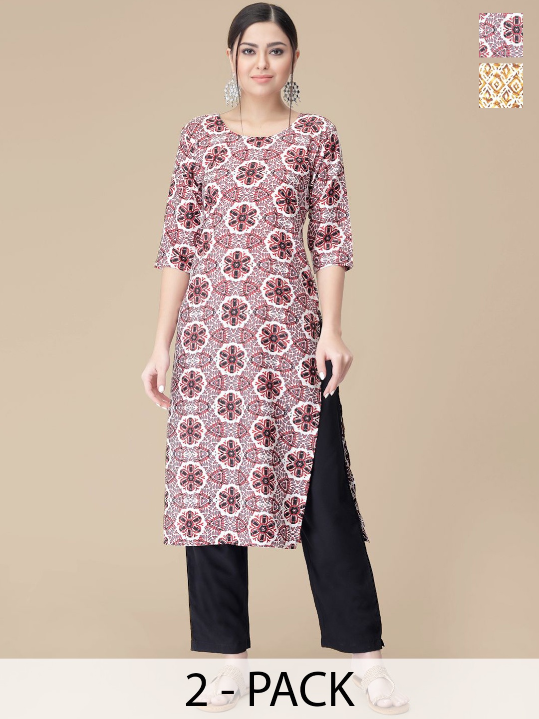 7Threads Selection Of 2 Ethnic Motifs Printed Round Neck Straight Kurtas With Trousers, White
7Threads Selection Of 2 Ethnic Motifs Printed Round Neck Straight Kurtas With Trousers, White