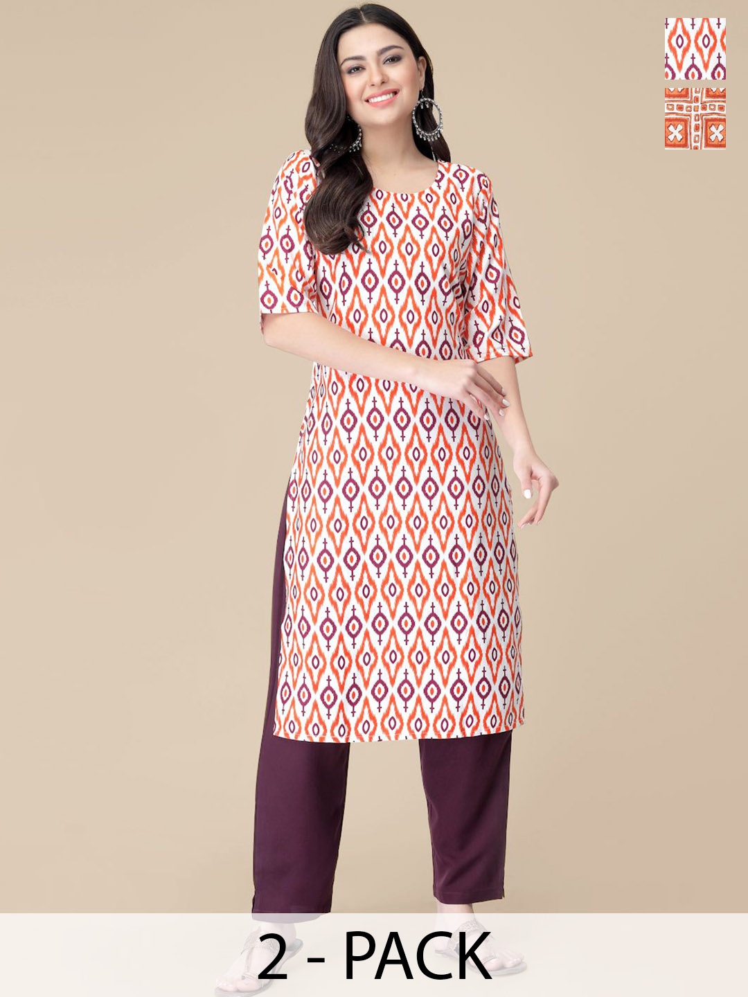 7Threads Selection Of 2 Ethnic Motifs Printed Round Neck Straight Kurtas With Trousers, White
7Threads Selection Of 2 Ethnic Motifs Printed Round Neck Straight Kurtas With Trousers, White