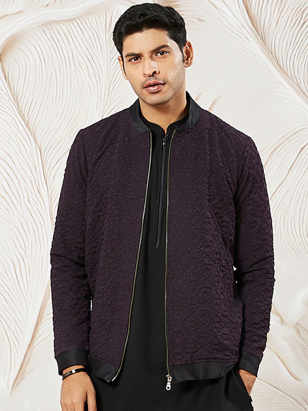 VASTRAMAY Men Stand Collar Self Design Casual Bomber Lightweight Jacket, Purple
VASTRAMAY Men Stand Collar Self Design Casual Bomber Lightweight Jacket, Purple