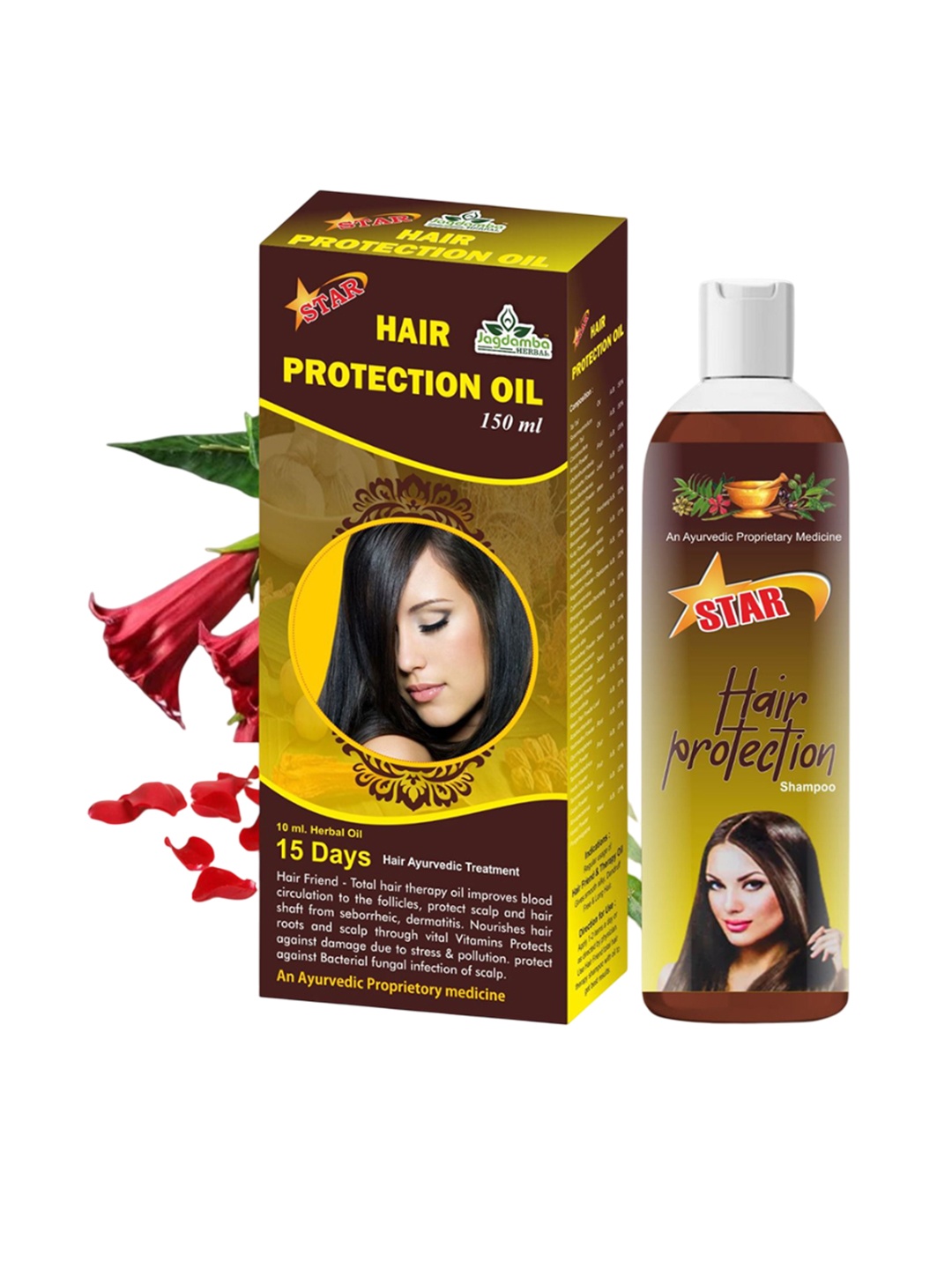 Jagdamba Herbal Set Of 2 Hair Protection Shampoo 500 ml With Hair Oil - 150 ml, Brown
Jagdamba Herbal Set Of 2 Hair Protection Shampoo 500 ml With Hair Oil - 150 ml, Brown