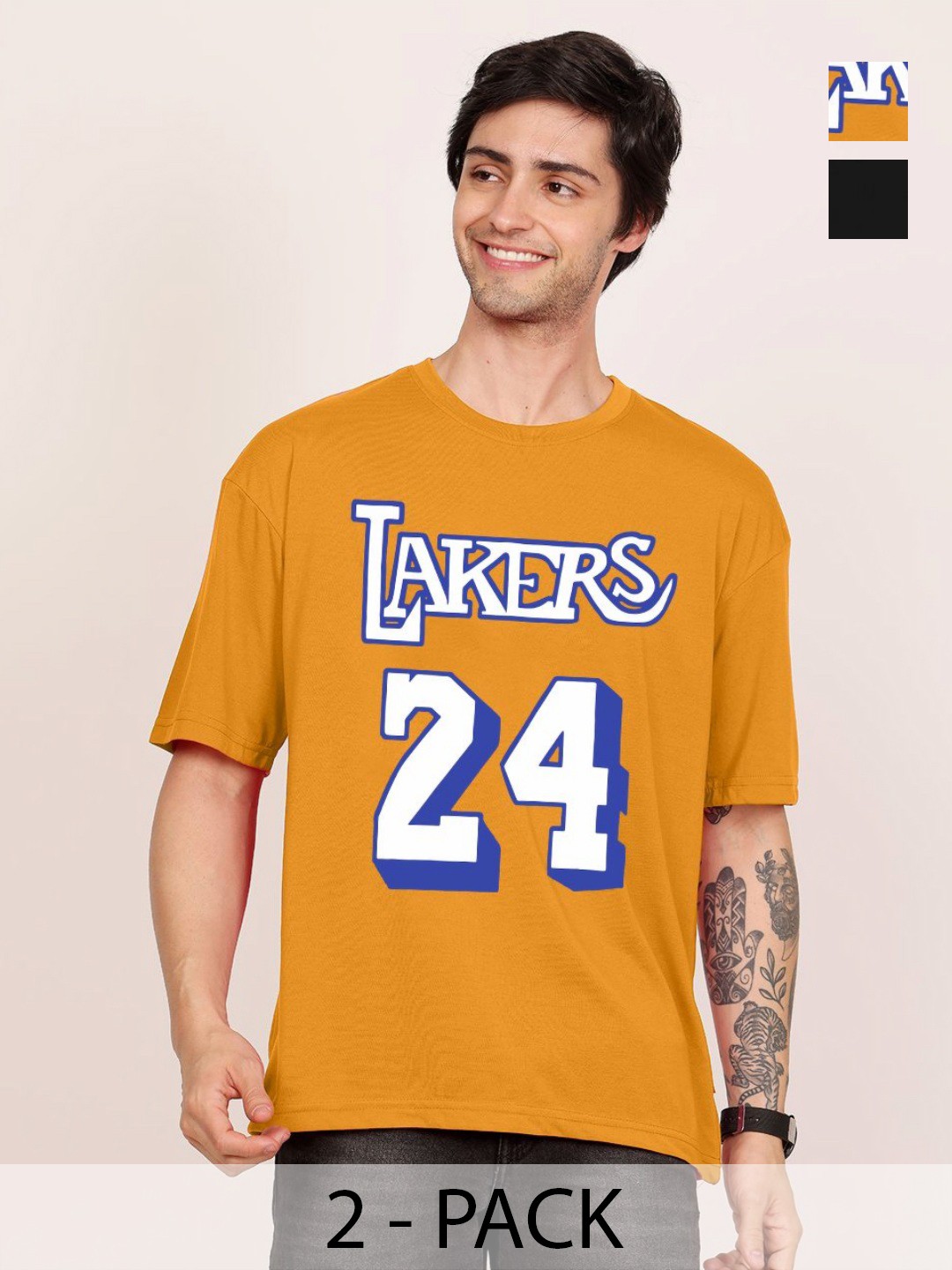 Leotude Men Pack Of 2 Typography Printed Round Neck Cotton Oversized T-shirts, Yellow
Leotude Men Pack Of 2 Typography Printed Round Neck Cotton Oversized T-shirts, Yellow