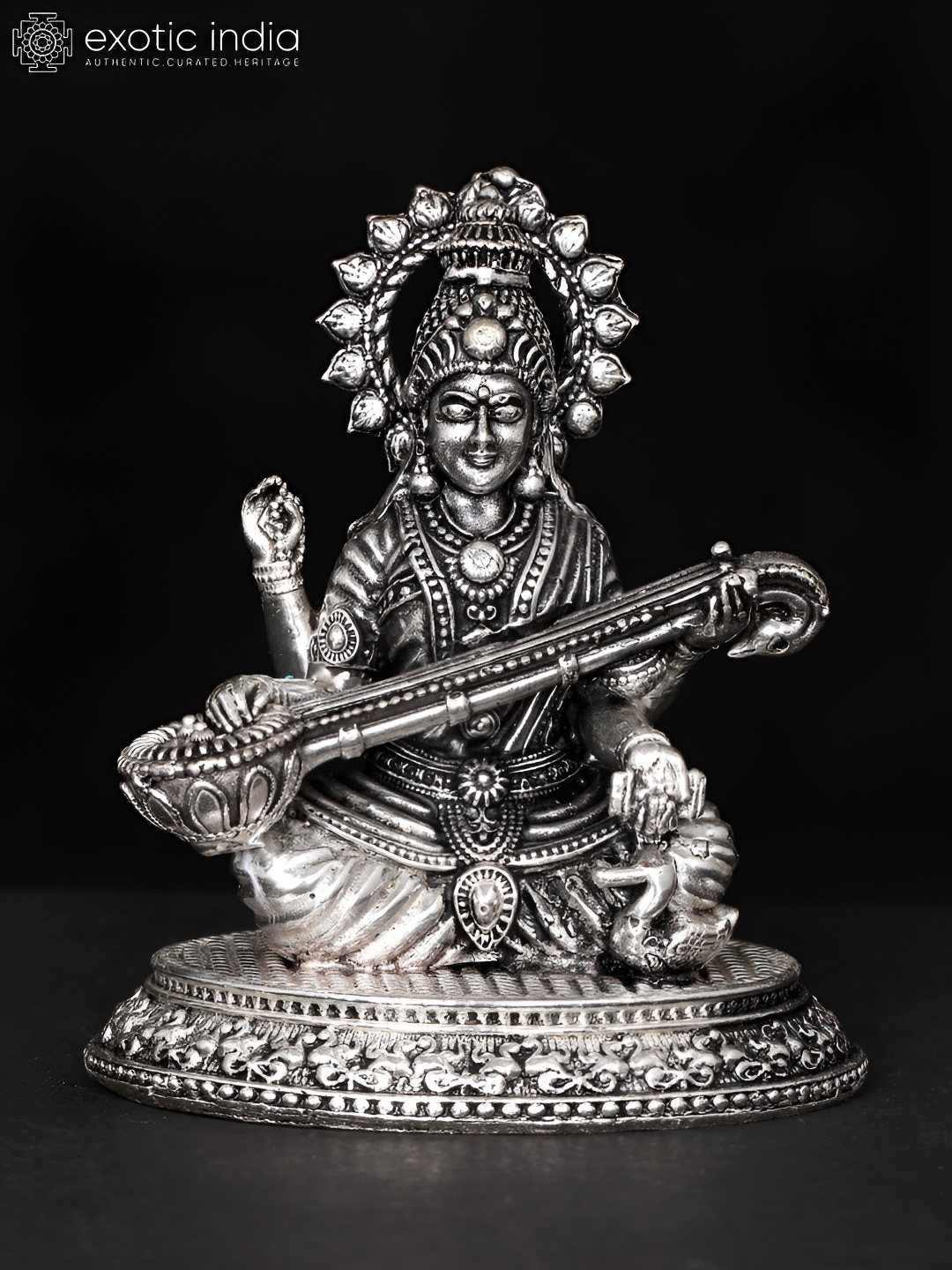 Exotic India Silver-Toned Devi Saraswati Silver-Plated Brass Religious Idol Showpiece
Exotic India Silver-Toned Devi Saraswati Silver-Plated Brass Religious Idol Showpiece