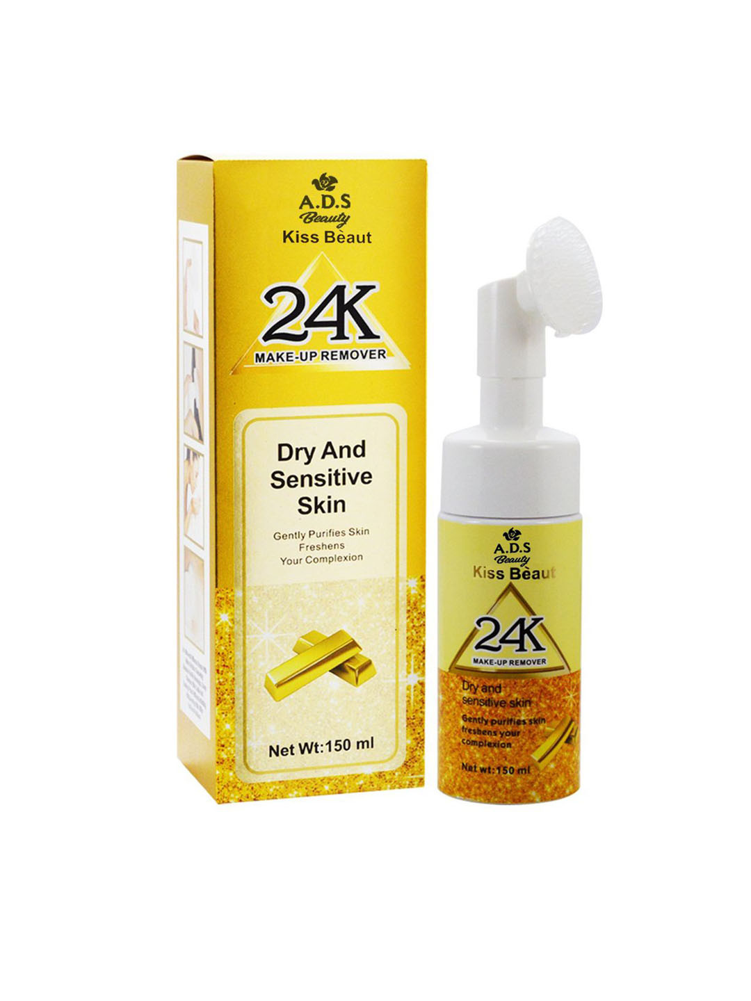 A.D.S Kiss Beaut 24K Gold Makeup Remover For Dry & Sensitive Skin - 150 ml, Transparent
A.D.S Kiss Beaut 24K Gold Makeup Remover For Dry & Sensitive Skin - 150 ml, Transparent