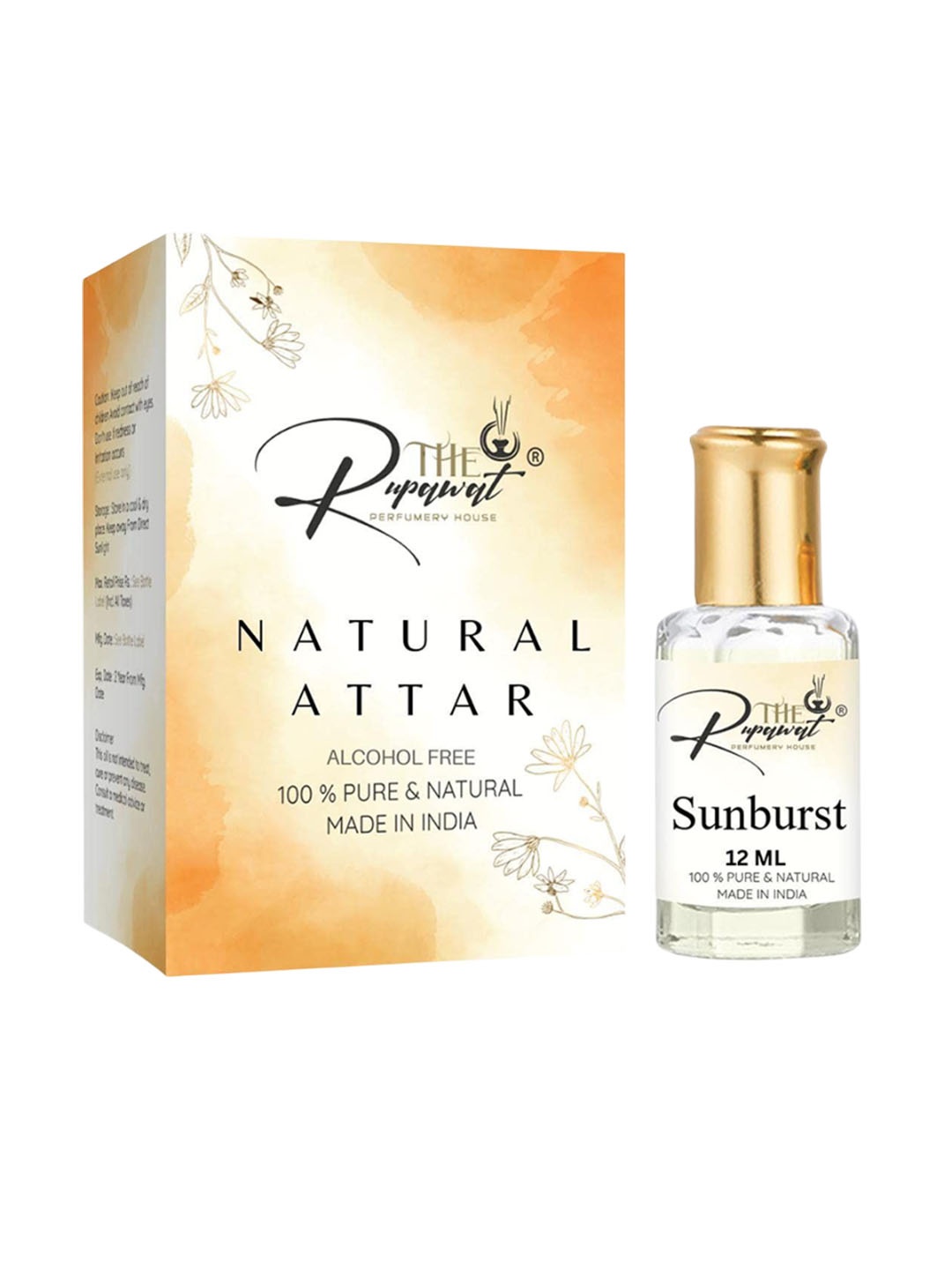THE RUPAWAT Perfumery House Sunburst Natural & Alcohol Free Attar - 12 ml, Transparent
THE RUPAWAT Perfumery House Sunburst Natural & Alcohol Free Attar - 12 ml, Transparent