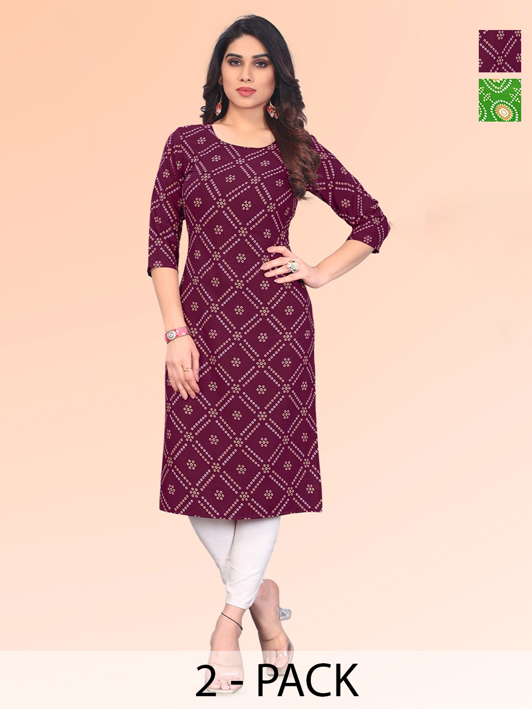KETAKI FASHION Selection Of 2 Bandhani Printed Round Neck Straight Kurta, Purple
KETAKI FASHION Selection Of 2 Bandhani Printed Round Neck Straight Kurta, Purple