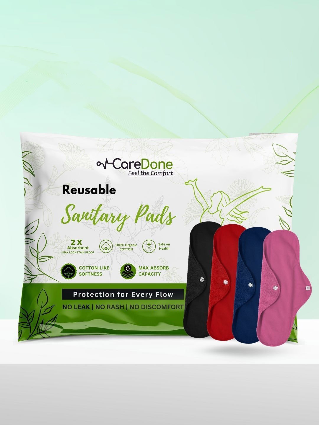 CareDone Set Of 4 Washable & Reusable Comfty Extra Large Organic Cotton Sanitary Pads - Xl, Black
CareDone Set Of 4 Washable & Reusable Comfty Extra Large Organic Cotton Sanitary Pads - Xl, Black