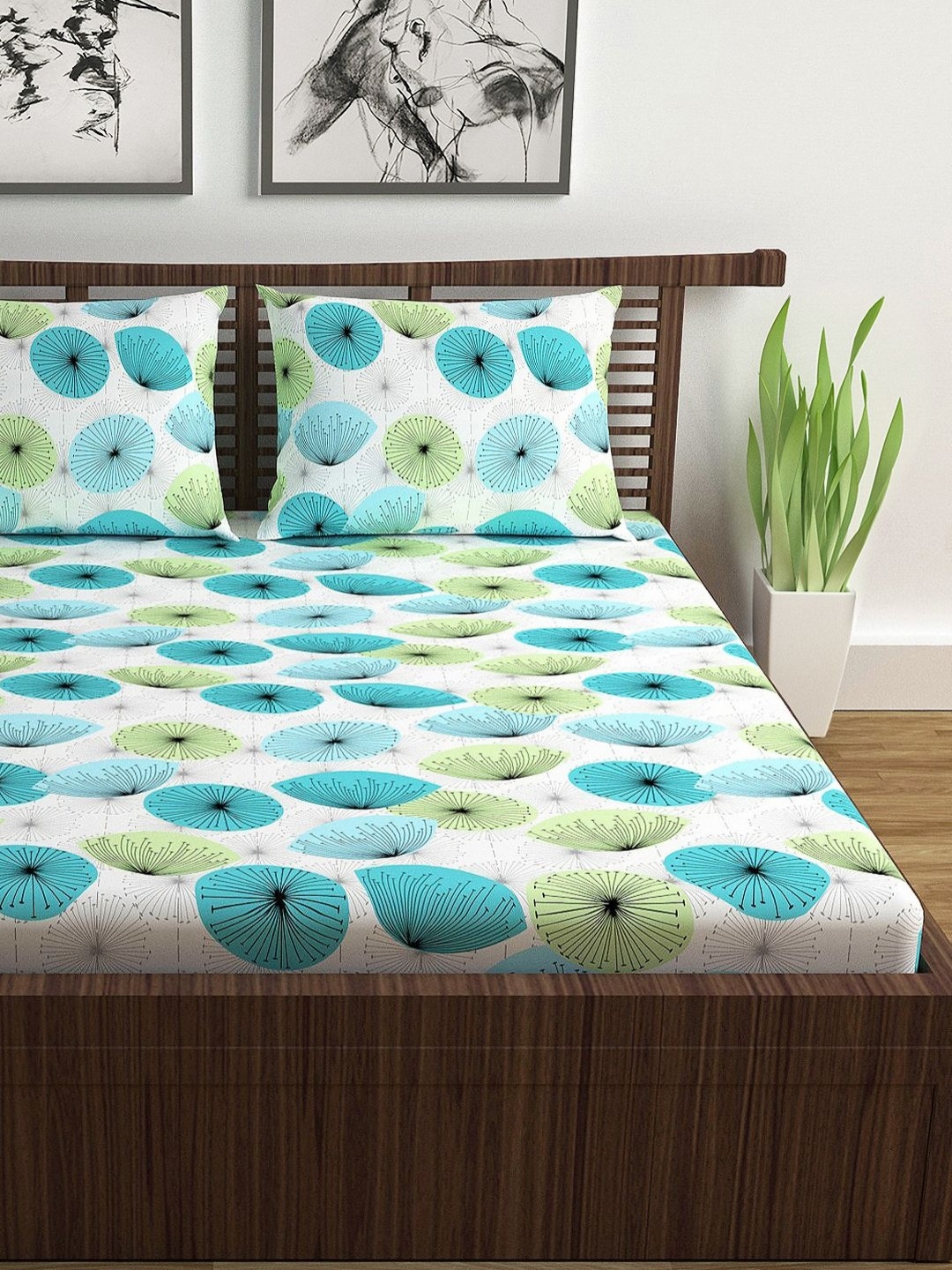 Divine Casa Prism Turquoise Blue Printed Pure Cotton144 TC Queen Bedsheet Set 1.5 x 2.25 m
Divine Casa Prism Turquoise Blue Printed Pure Cotton144 TC Queen Bedsheet Set 1.5 x 2.25 m
