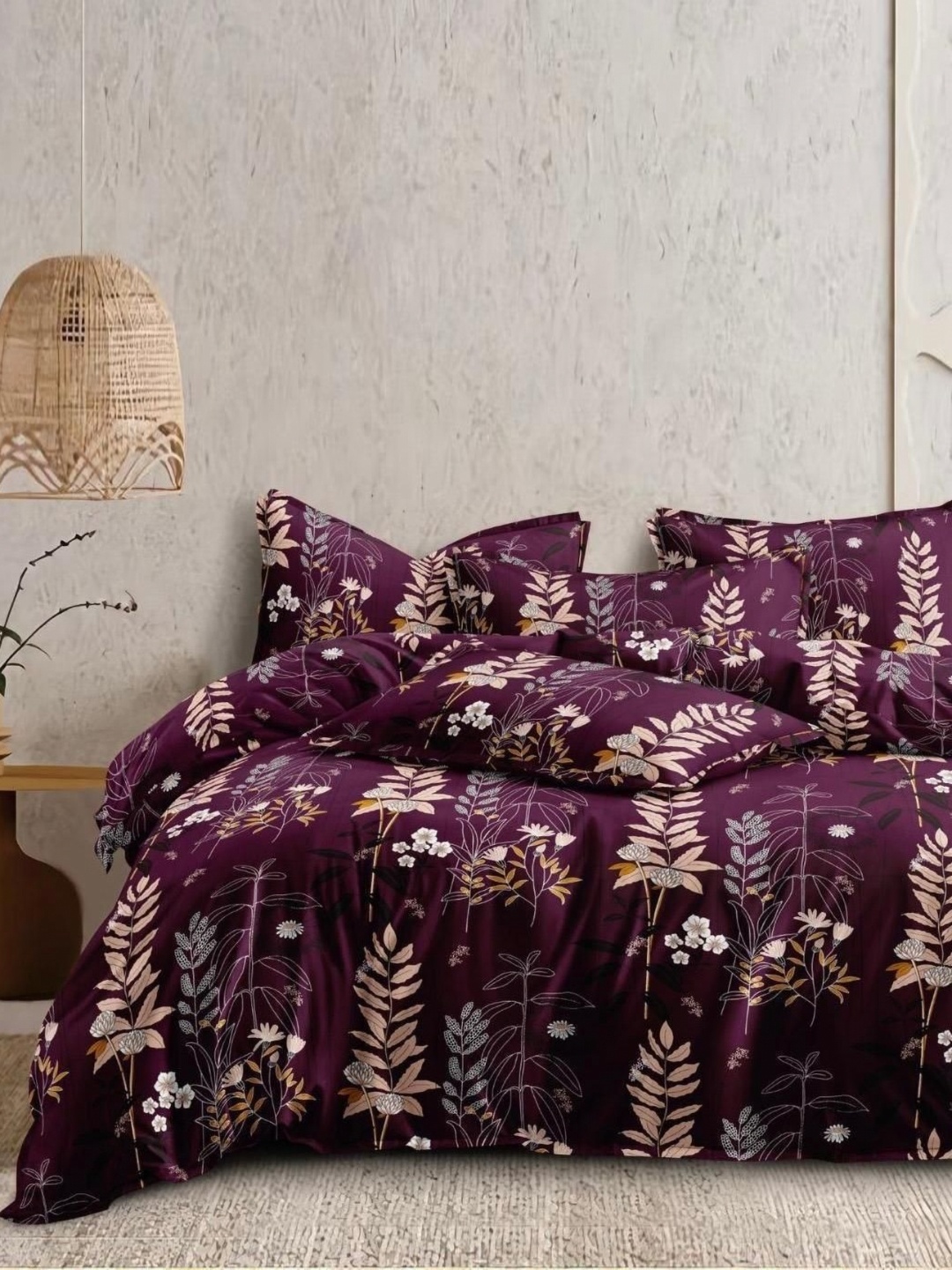 Banchmark Home Furnishings Purple & Peach-Coloured Floral 200 TC King Bedsheet with 2 Pillow Covers
Banchmark Home Furnishings Purple & Peach-Coloured Floral 200 TC King Bedsheet with 2 Pillow Covers