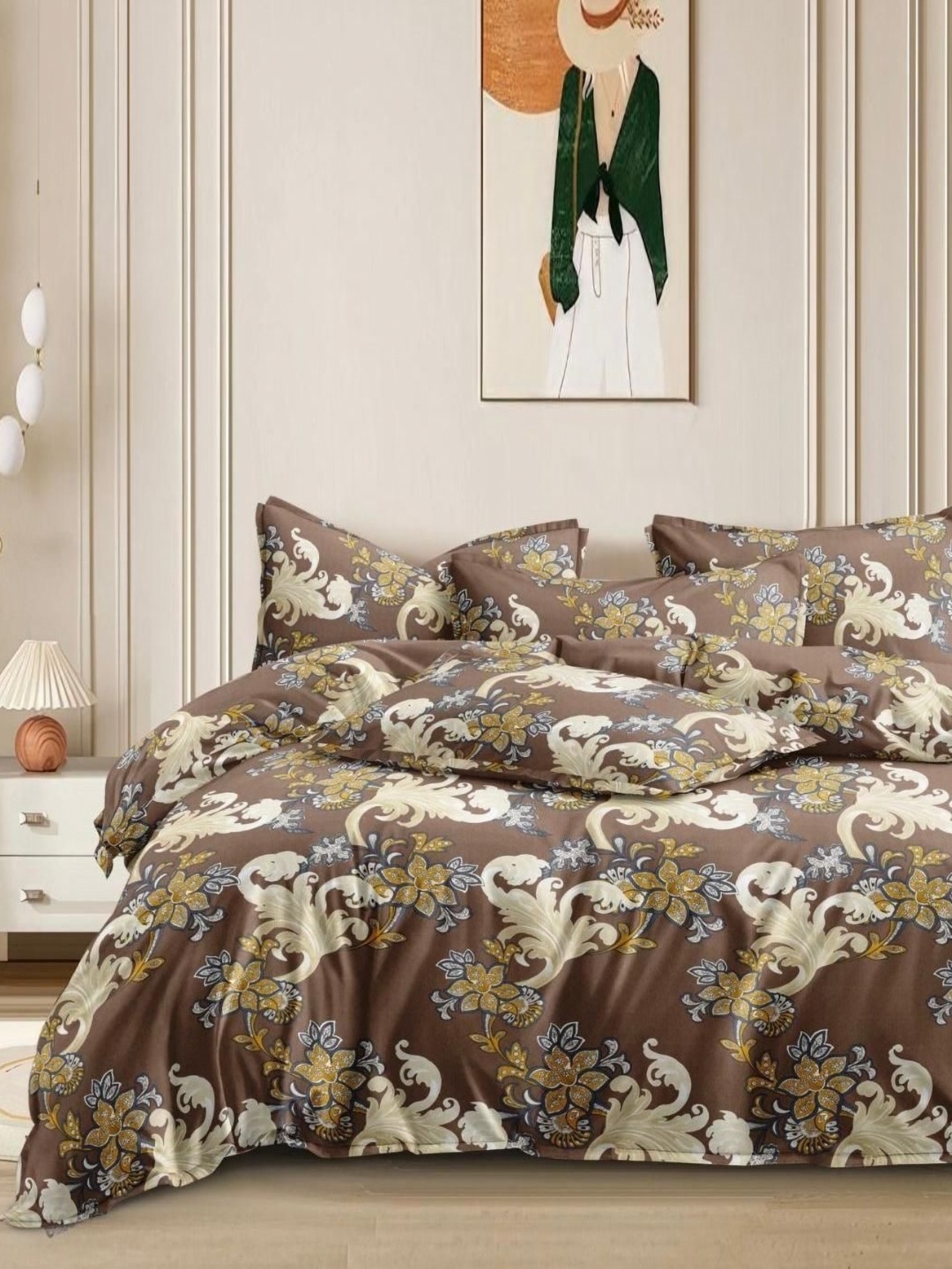 Banchmark Home Furnishings Brown & Mustard Floral 200 TC King Bedsheet with 2 Pillow Covers
Banchmark Home Furnishings Brown & Mustard Floral 200 TC King Bedsheet with 2 Pillow Covers