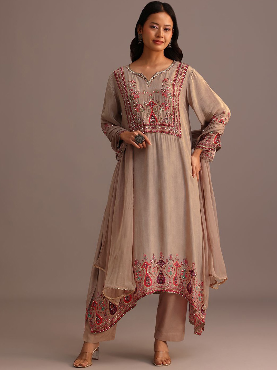 KALKI Fashion Floral Printed Sequnnied A-Line Kurta with Trousers And Dupatta, Beige
KALKI Fashion Floral Printed Sequnnied A-Line Kurta with Trousers And Dupatta, Beige