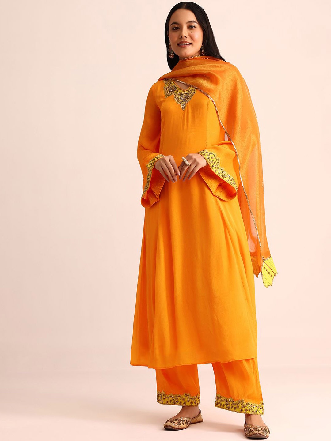 KALKI Fashion Floral Embroidered Sequnnied A-Line Kurta With Palazzos And Dupatta, Orange
KALKI Fashion Floral Embroidered Sequnnied A-Line Kurta With Palazzos And Dupatta, Orange