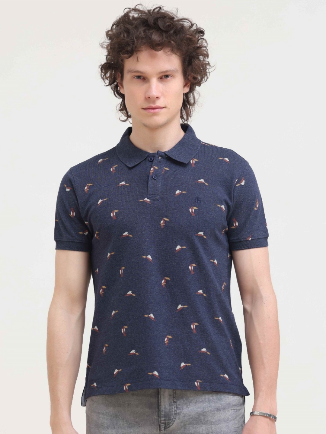 Grit and Flair Men Conversational Printed Polo Collar Cotton Slim Fit T-shirt, Navy blue
Grit and Flair Men Conversational Printed Polo Collar Cotton Slim Fit T-shirt, Navy blue