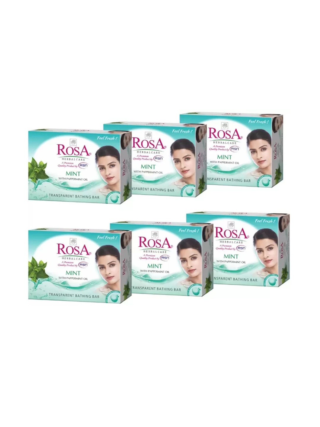 ROSA Set of 6 Mint Transparent Gel Nourishing Soap with Pappermint Oil - 100 g each, Turquoise blue
ROSA Set of 6 Mint Transparent Gel Nourishing Soap with Pappermint Oil - 100 g each, Turquoise blue