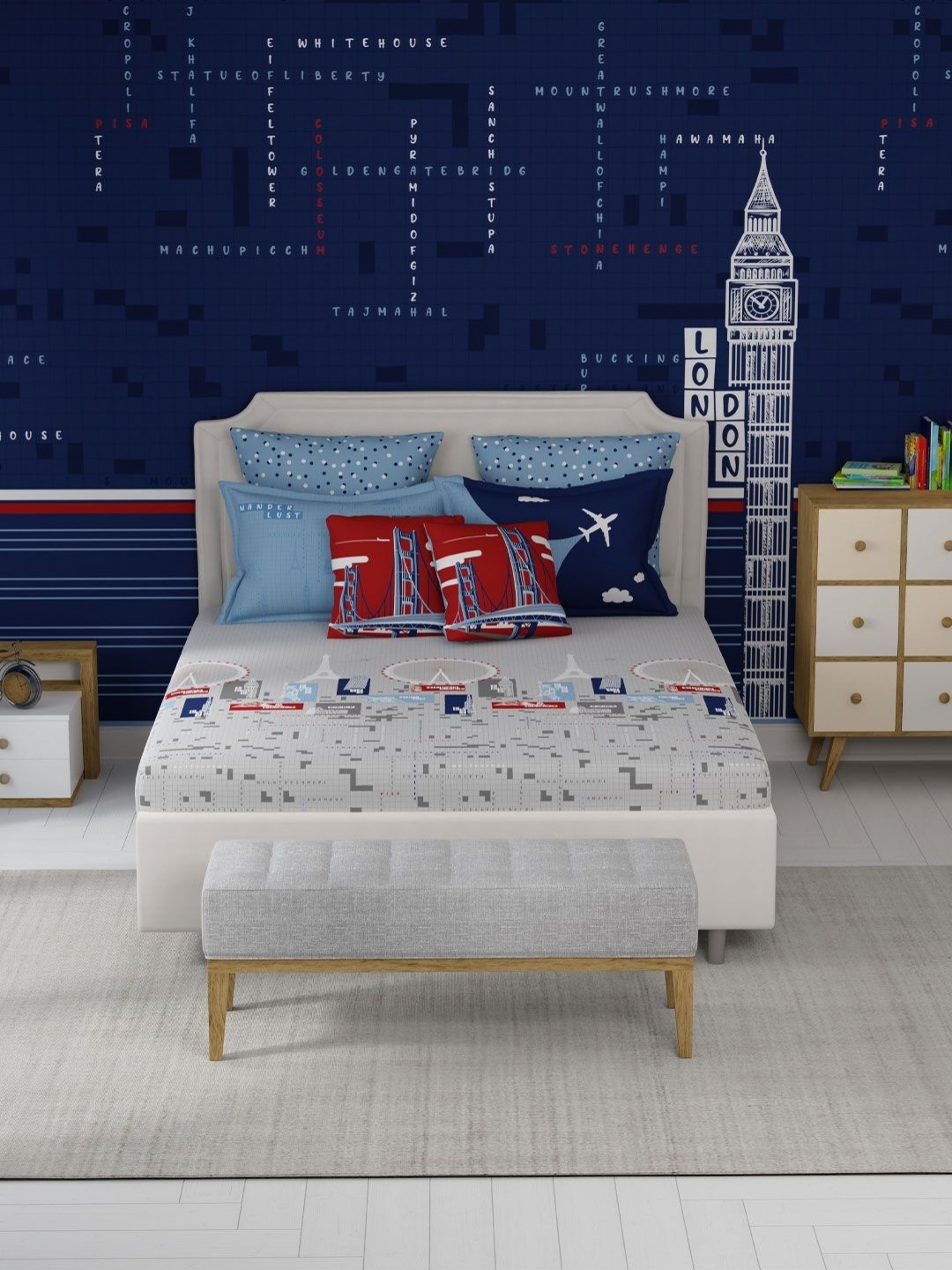 MYTRIDENT Juniors Grey Printed Pure Cotton 144 TC King Bedsheets Set - 2.28 m x 2.54 m
MYTRIDENT Juniors Grey Printed Pure Cotton 144 TC King Bedsheets Set - 2.28 m x 2.54 m