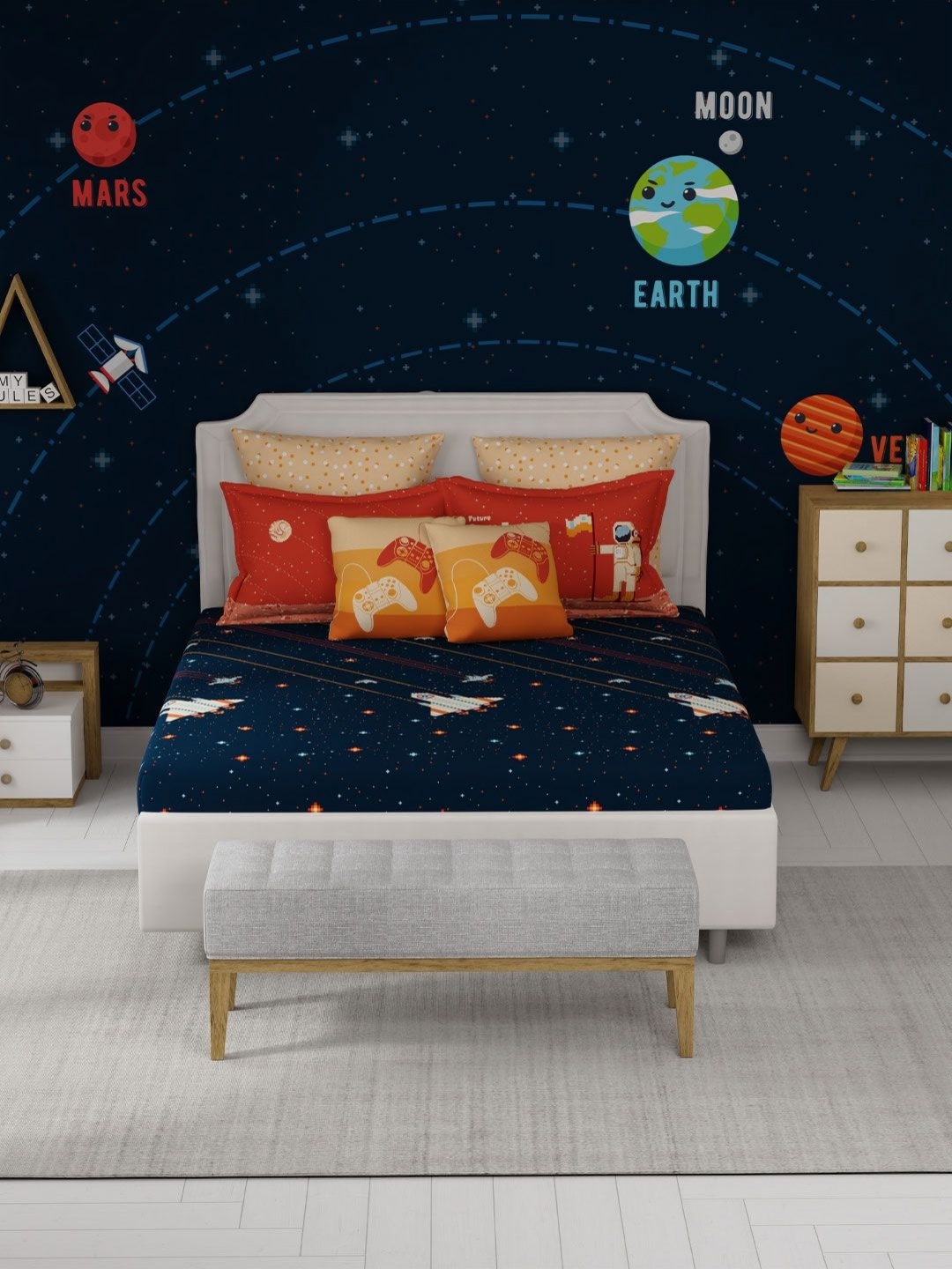 MYTRIDENT Juniors Blue Printed Pure Cotton 144 TC King Bedsheet Set - 2.28 m x 2.54 m
MYTRIDENT Juniors Blue Printed Pure Cotton 144 TC King Bedsheet Set - 2.28 m x 2.54 m