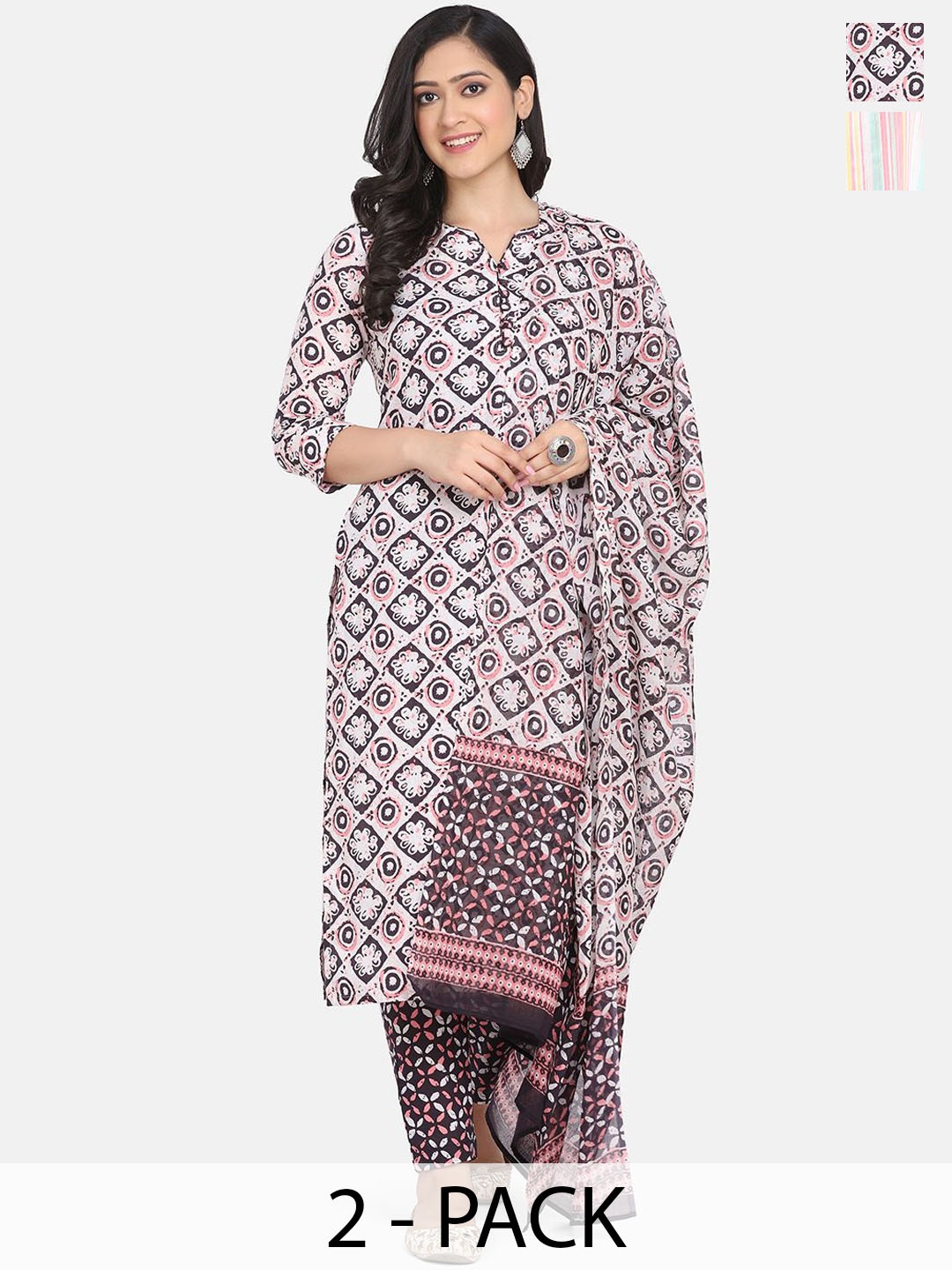KALINI Selection Of 2 Ethnic Motifs Printed Notch Neck Kurta With Trousers And Dupatta, White
KALINI Selection Of 2 Ethnic Motifs Printed Notch Neck Kurta With Trousers And Dupatta, White