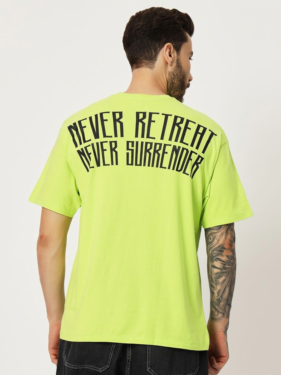Anax Aesthetics Men Typography Printed Round Neck Cotton Oversized T-shirt, Lime green
Anax Aesthetics Men Typography Printed Round Neck Cotton Oversized T-shirt, Lime green