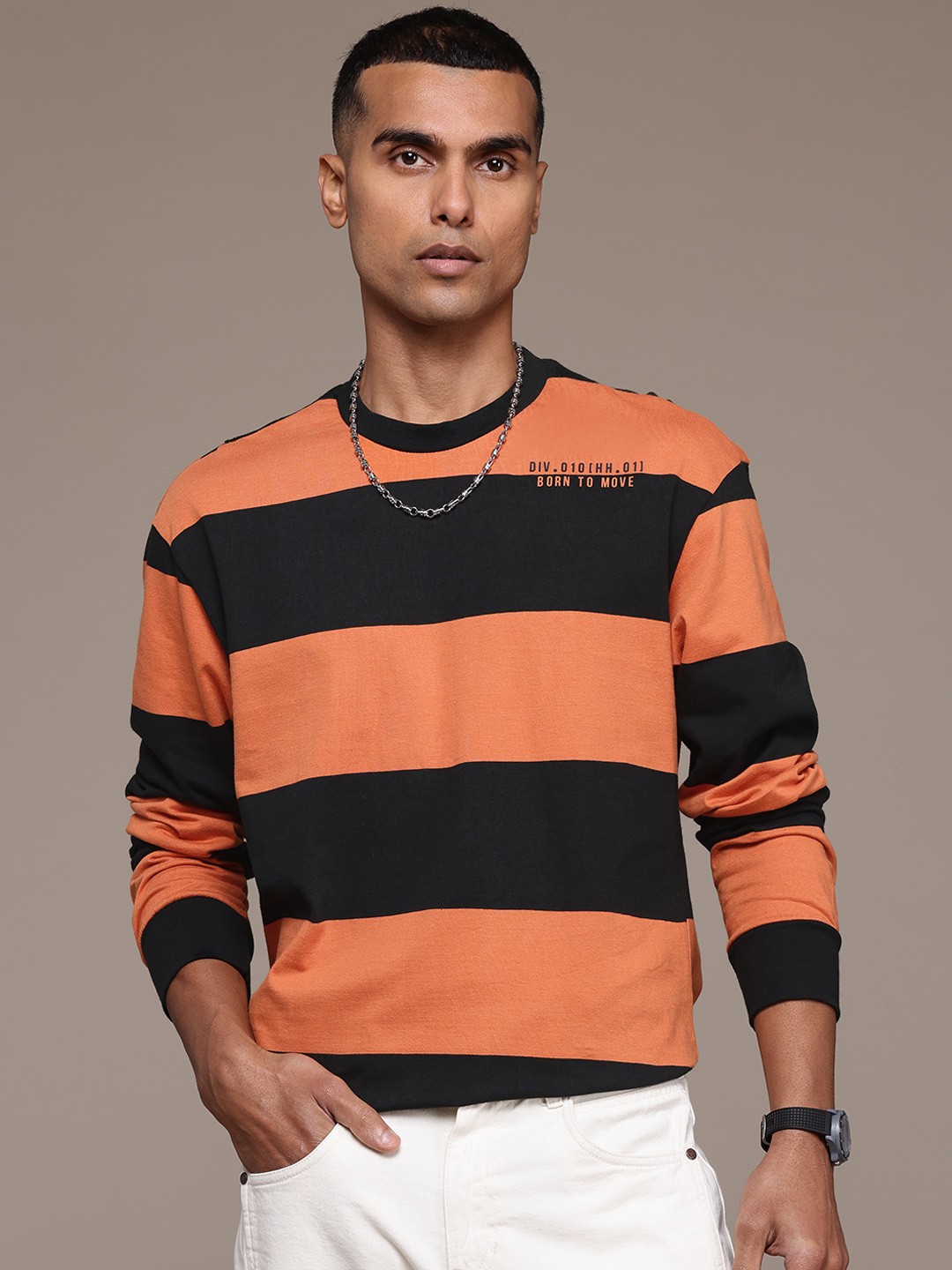 The Roadster Lifestyle Co. Striped Oversized Pure Cotton T-shirt with Typography Detail, Black
The Roadster Lifestyle Co. Striped Oversized Pure Cotton T-shirt with Typography Detail, Black