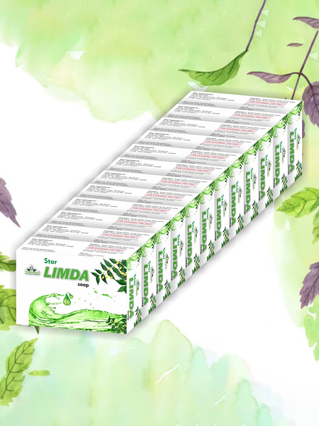 Jagdamba Herbal Star Limda Set Of 12 Neem Soap For Anti-Acne & Anti-Bacterial - 75 g Each, Green
Jagdamba Herbal Star Limda Set Of 12 Neem Soap For Anti-Acne & Anti-Bacterial - 75 g Each, Green