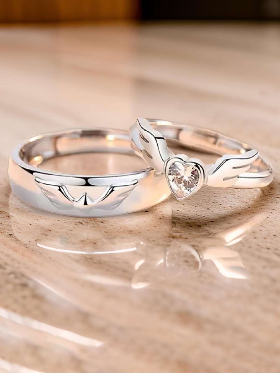 RUHI COLLECTION Unisex Set Of 2 Silver-Plated Stainless Steel CZ-Studded 7024 Couple Rings
RUHI COLLECTION Unisex Set Of 2 Silver-Plated Stainless Steel CZ-Studded 7024 Couple Rings