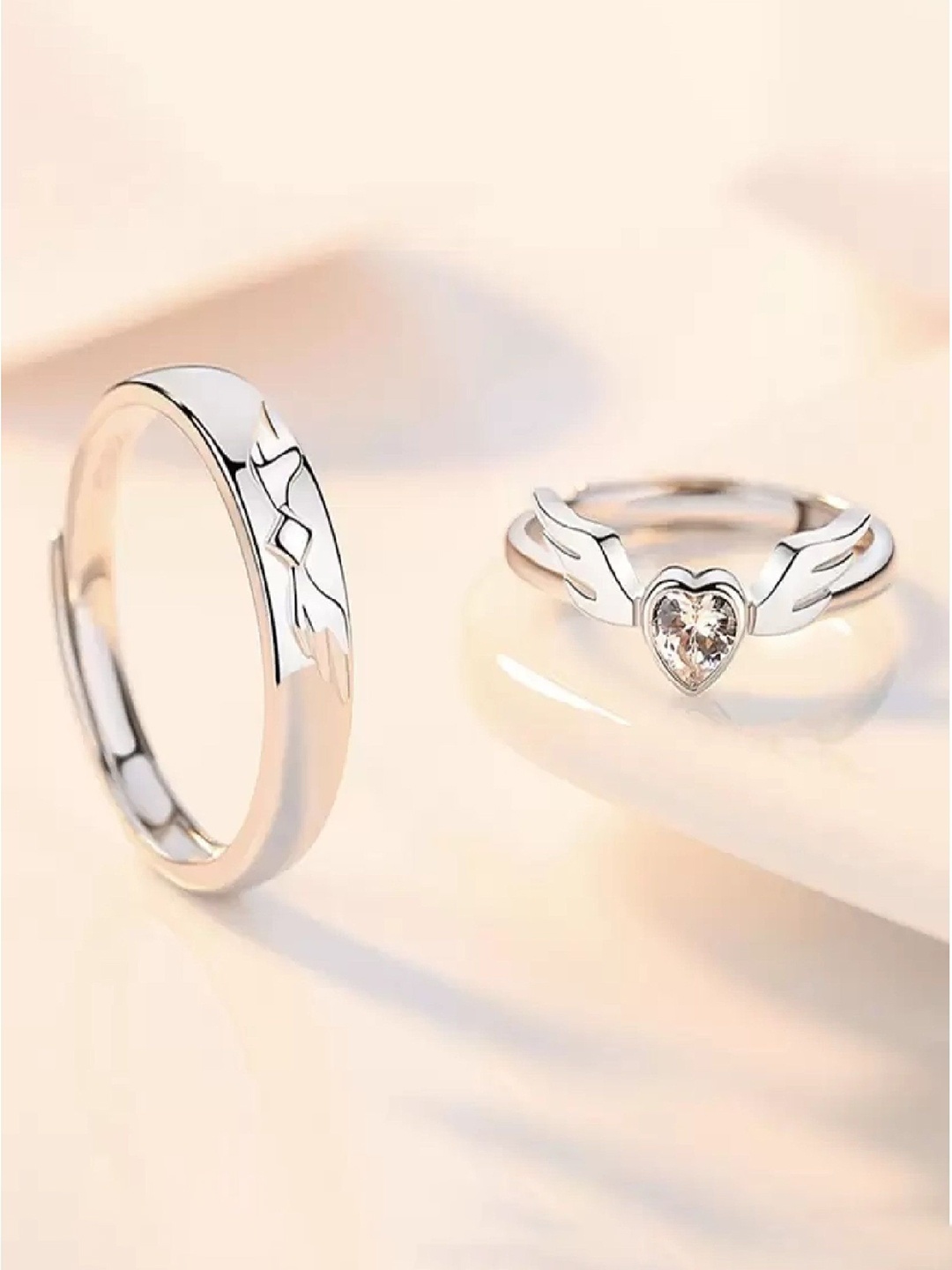 RUHI COLLECTION Unisex Set Of 2 Silver-Plated Stainless Steel CZ-Studded 7024 Couple Rings
RUHI COLLECTION Unisex Set Of 2 Silver-Plated Stainless Steel CZ-Studded 7024 Couple Rings