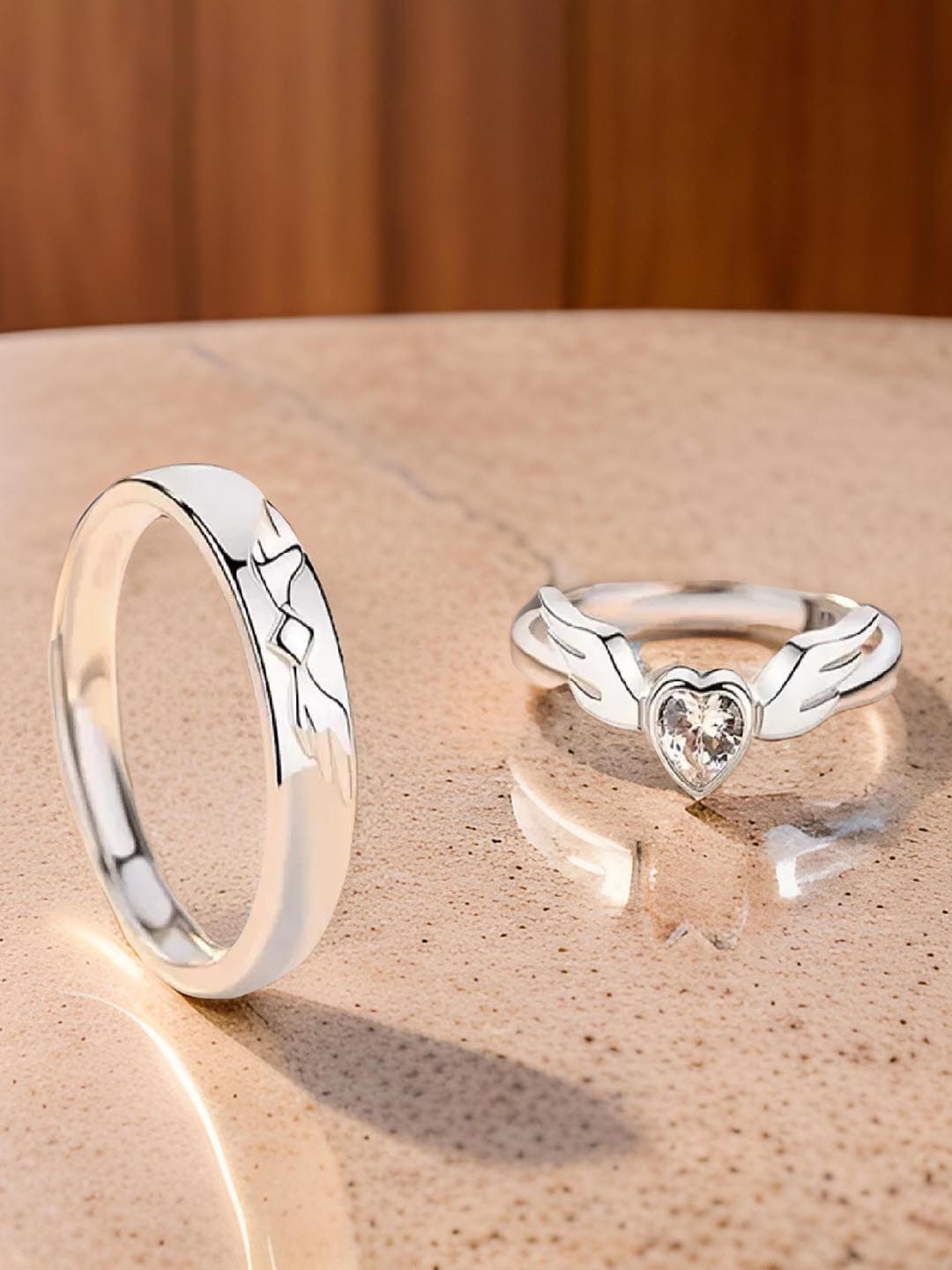 RUHI COLLECTION Unisex Set Of 2 Silver-Plated Stainless Steel CZ-Studded 7024 Couple Rings
RUHI COLLECTION Unisex Set Of 2 Silver-Plated Stainless Steel CZ-Studded 7024 Couple Rings