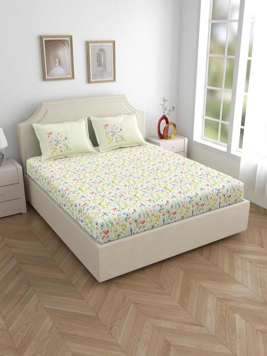 Myntra Elegant Homes Green & Yellow Floral 300 TC King Bedsheet with 2 Pillow Covers
Myntra Elegant Homes Green & Yellow Floral 300 TC King Bedsheet with 2 Pillow Covers