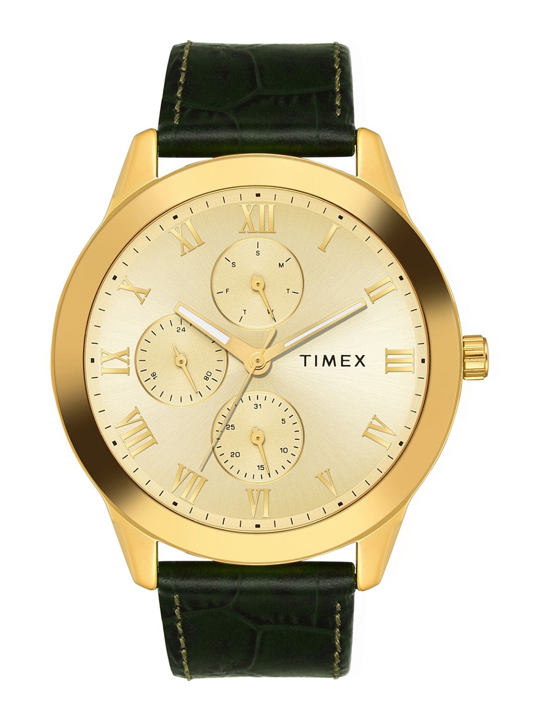 Timex Men Brass Dial & Leather Straps Analogue Multi Function Watch TWEG18526, Champagne
Timex Men Brass Dial & Leather Straps Analogue Multi Function Watch TWEG18526, Champagne