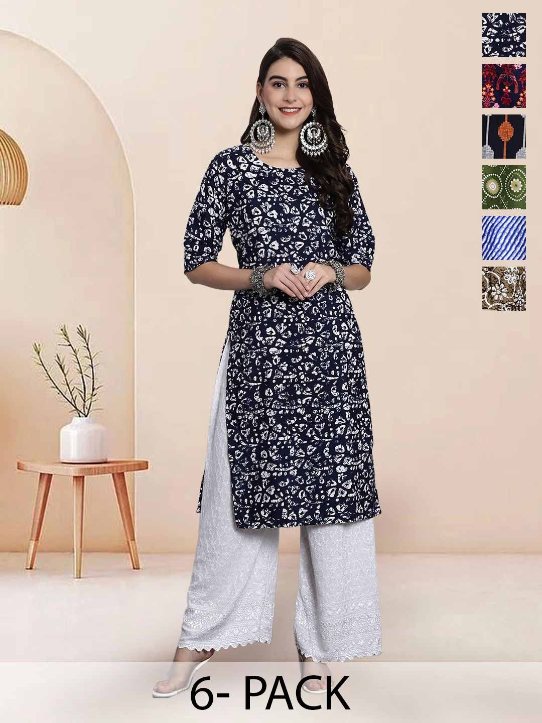 7Threads Selection Of 6 Ethnic Motifs Printed Round Neck Straight Kurtas, Navy blue
7Threads Selection Of 6 Ethnic Motifs Printed Round Neck Straight Kurtas, Navy blue