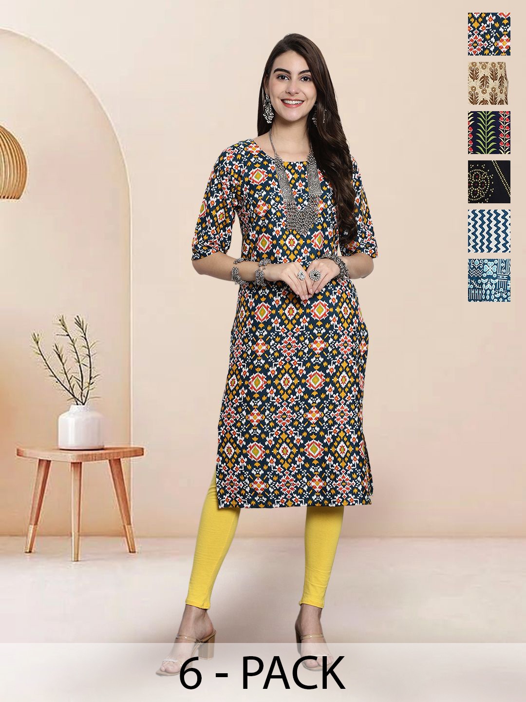 7Threads Selection Of 6 Ethnic Motifs Printed Round Neck Straight Kurta, Green
7Threads Selection Of 6 Ethnic Motifs Printed Round Neck Straight Kurta, Green