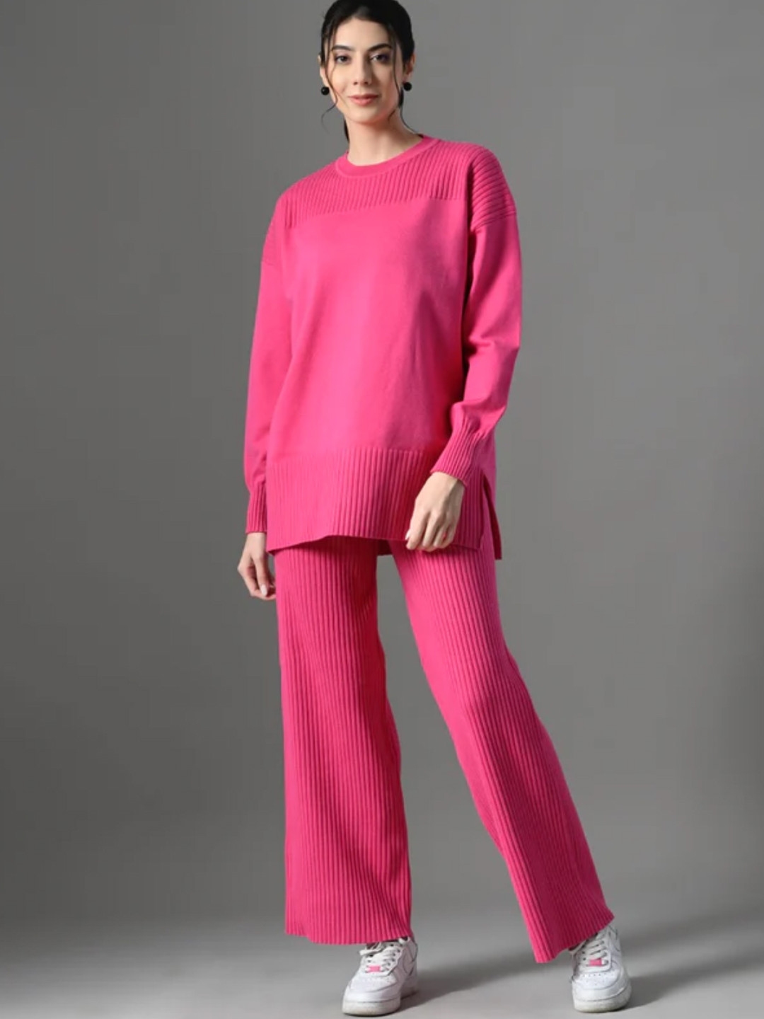 PANKH Self Design Round neck Pure Wool Sweater With Trouser, Pink
PANKH Self Design Round neck Pure Wool Sweater With Trouser, Pink