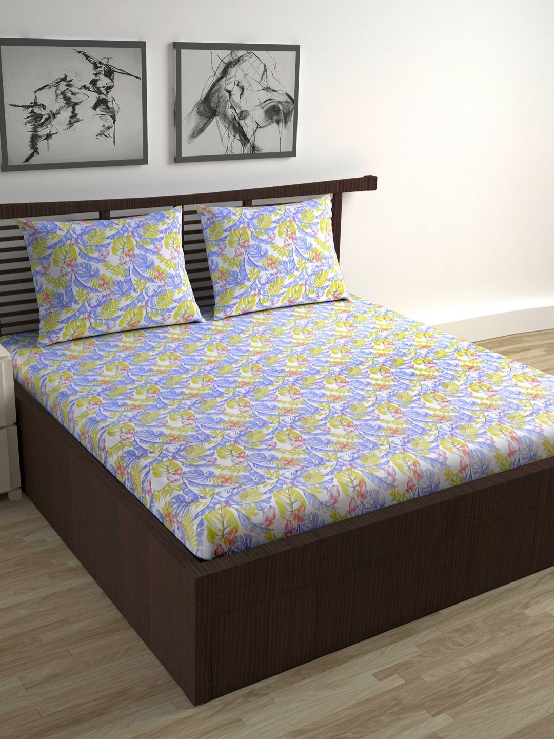 Divine Casa Trident Blue Floral Pure Cotton 144 TC Queen Bedsheet Set 2.54cm x 2.22cm, White
Divine Casa Trident Blue Floral Pure Cotton 144 TC Queen Bedsheet Set 2.54cm x 2.22cm, White