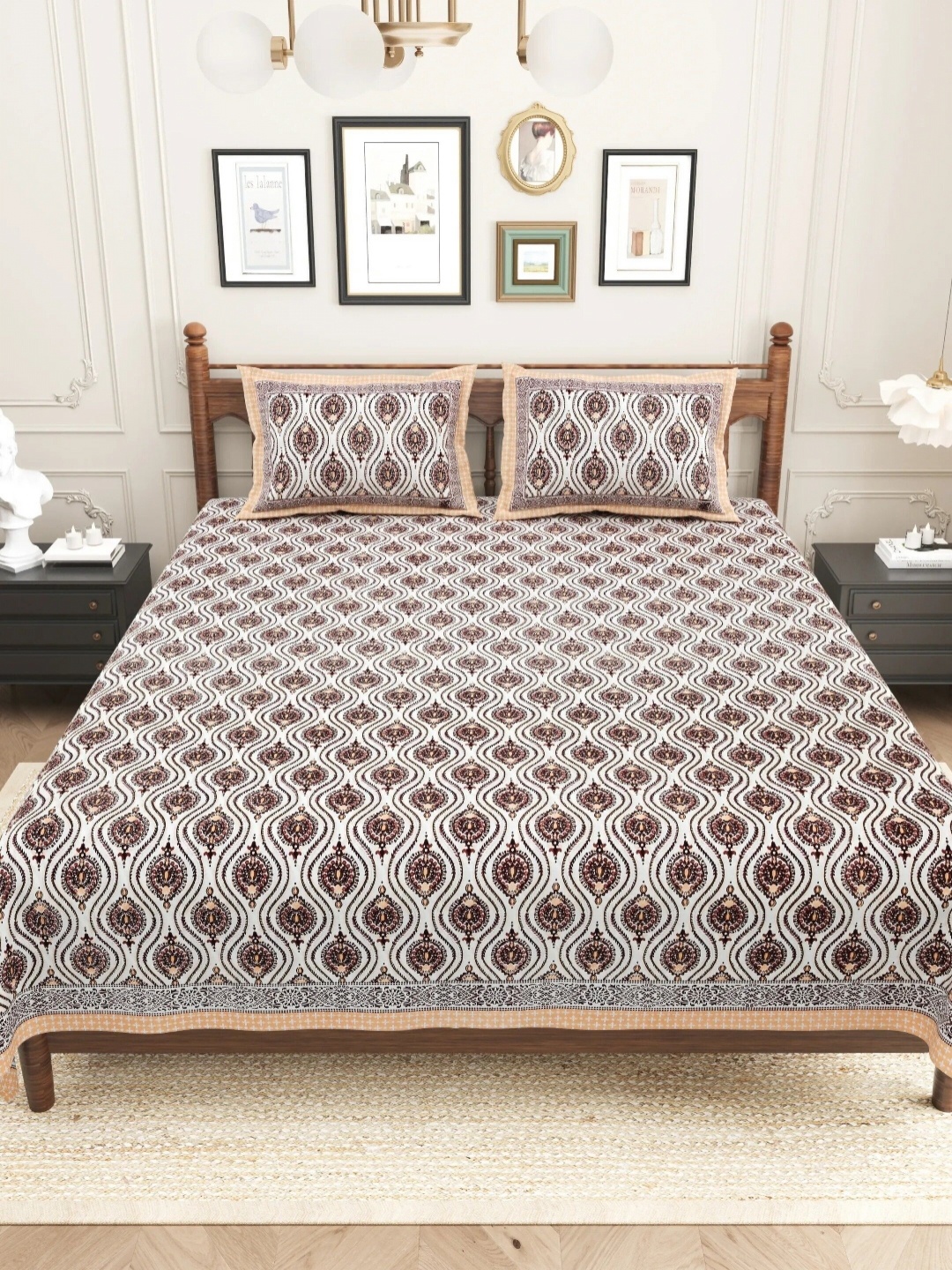 LIVING ROOTS Sanganeri Brown Floral Pure Cotton 250 TC King Bedsheet Set 2.43 m x 2.64 m
LIVING ROOTS Sanganeri Brown Floral Pure Cotton 250 TC King Bedsheet Set 2.43 m x 2.64 m