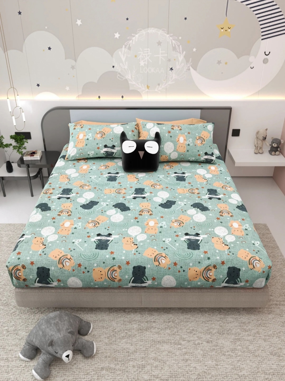LIVING ROOTS Kinder Joy Green Abstract Pure Cotton 250 TC King Bedsheet Set 2.43m x 2.64m
LIVING ROOTS Kinder Joy Green Abstract Pure Cotton 250 TC King Bedsheet Set 2.43m x 2.64m