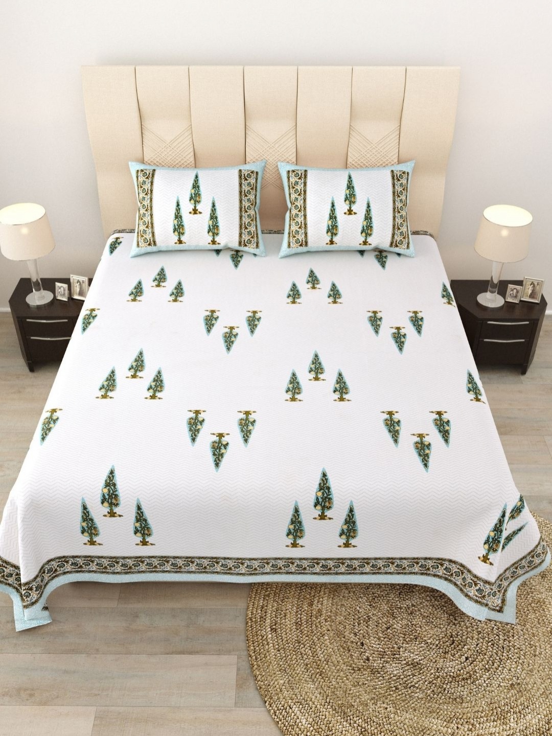 LIVING ROOTS Kalakriti White Floral Pure Cotton 250 TC King Bedsheet Set 2.43 m x 2.64 m, Blue
LIVING ROOTS Kalakriti White Floral Pure Cotton 250 TC King Bedsheet Set 2.43 m x 2.64 m, Blue