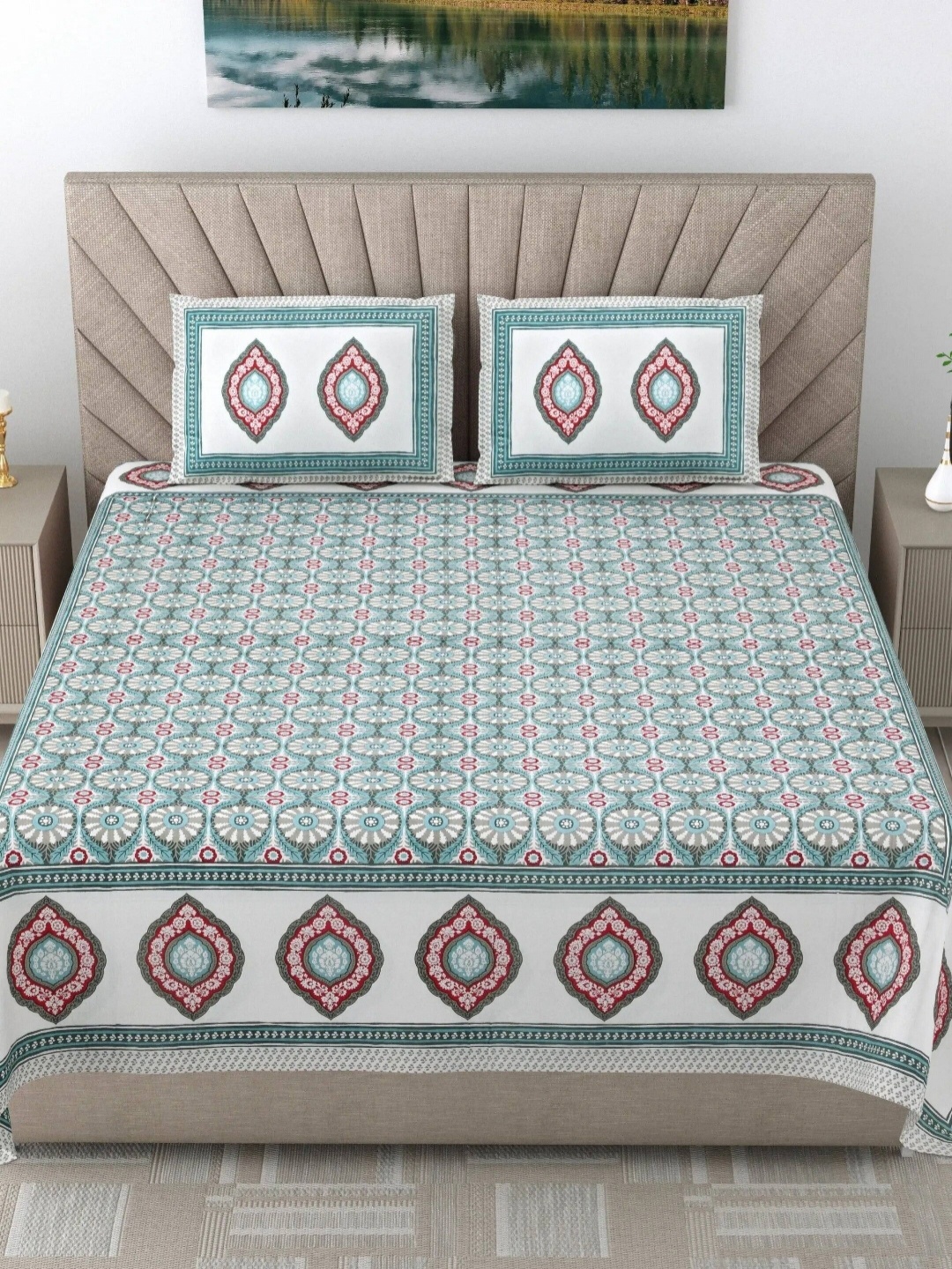 LIVING ROOTS elegance Blue Printed Pure Cotton 250 TC King Bedsheet Set 2.18 m X 2.64 m
LIVING ROOTS elegance Blue Printed Pure Cotton 250 TC King Bedsheet Set 2.18 m X 2.64 m