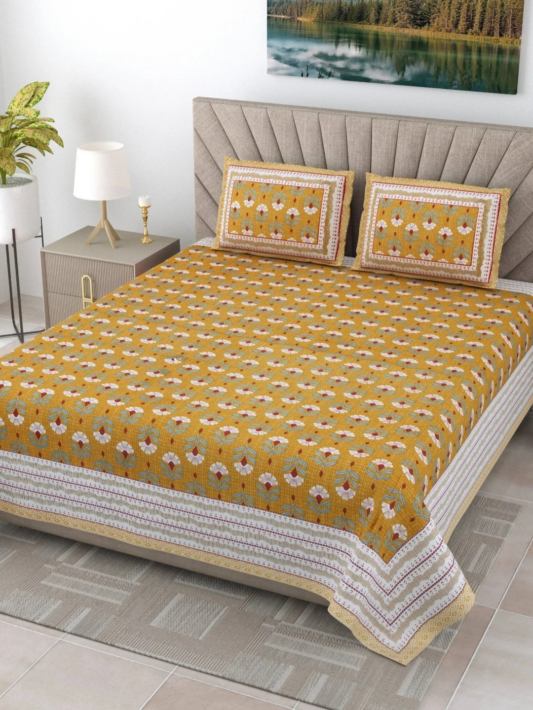 LIVING ROOTS Elegance Yellow Floral Pure Cotton 250 TC King Bedsheet Set 2.18 m x 2.64 m
LIVING ROOTS Elegance Yellow Floral Pure Cotton 250 TC King Bedsheet Set 2.18 m x 2.64 m