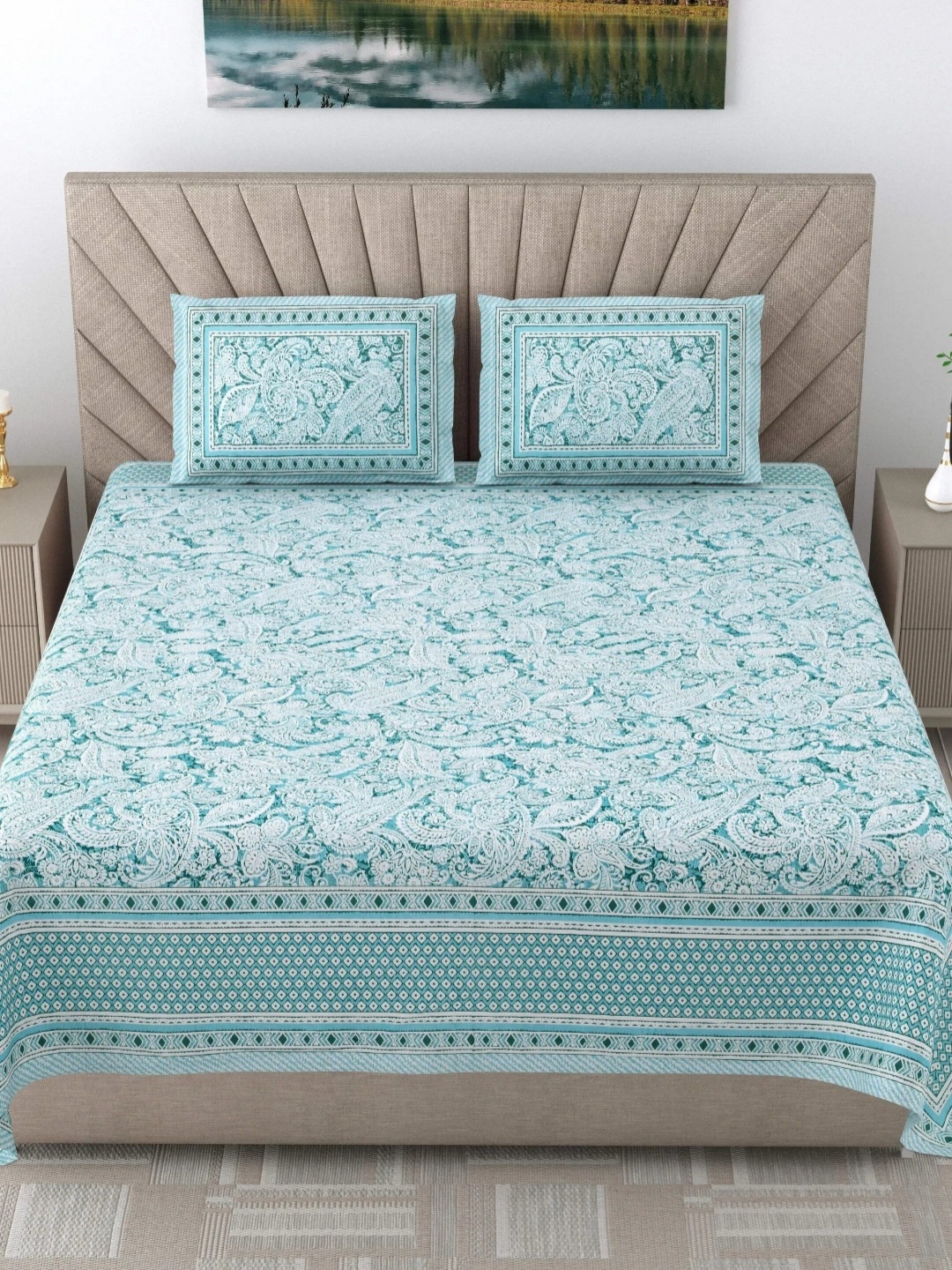 LIVING ROOTS elegance Green Printed Pure Cotton 250 TC King Bedsheet Set 2.18 m X 2.64 m
LIVING ROOTS elegance Green Printed Pure Cotton 250 TC King Bedsheet Set 2.18 m X 2.64 m
