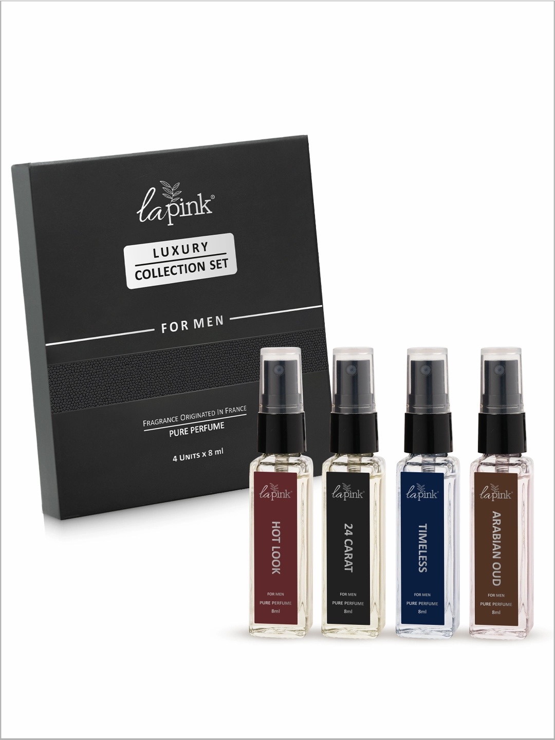 La Pink Set Of 4 Hot Look, Arabian Oud, 24 Carat & Timeless Perfume - 8 ml Each, Transparent
La Pink Set Of 4 Hot Look, Arabian Oud, 24 Carat & Timeless Perfume - 8 ml Each, Transparent