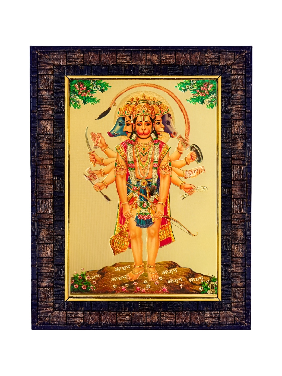 Hawai Gold-Toned & Black Panchmukhi Hanuman Bajrangbali Religious Wooden Wall Photo Frame
Hawai Gold-Toned & Black Panchmukhi Hanuman Bajrangbali Religious Wooden Wall Photo Frame