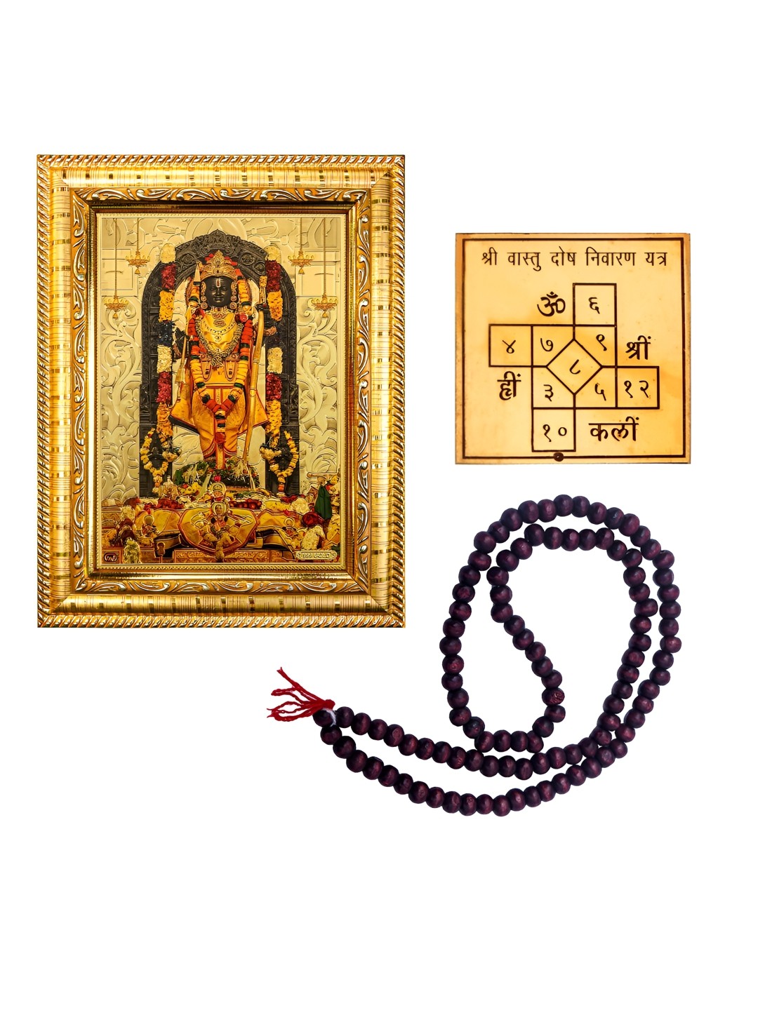 Hawai Gold-Toned & Brown Ayodhya Bhagwan Ram Wooden Wall Photo Frame With Mala & Yantra
Hawai Gold-Toned & Brown Ayodhya Bhagwan Ram Wooden Wall Photo Frame With Mala & Yantra