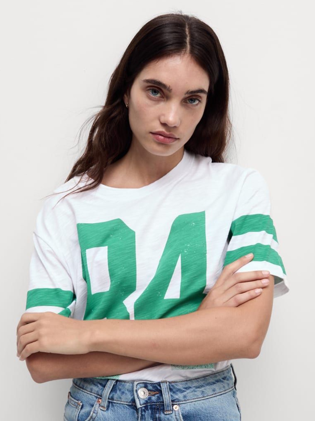 Marks & Spencer Women Varsity Printed Round Neck Cotton Oversized T-shirt, White
Marks & Spencer Women Varsity Printed Round Neck Cotton Oversized T-shirt, White