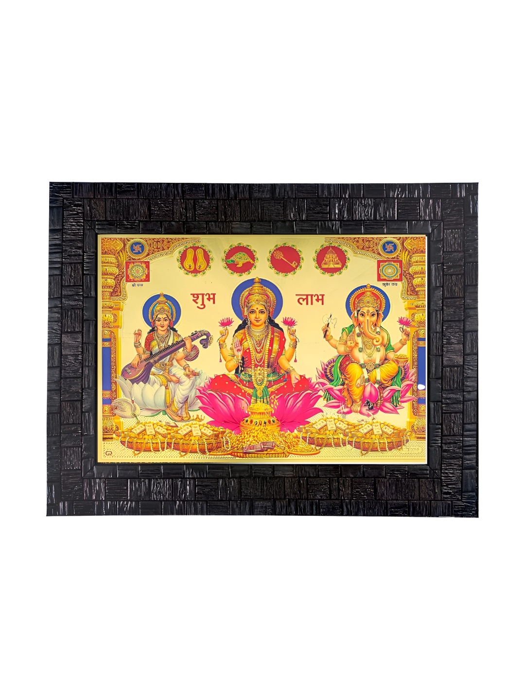 Hawai Gold Toned Ganesh Laxmi Saraswati Gold Plated Wall Hanging Wooden Wall Photo Frame
Hawai Gold Toned Ganesh Laxmi Saraswati Gold Plated Wall Hanging Wooden Wall Photo Frame