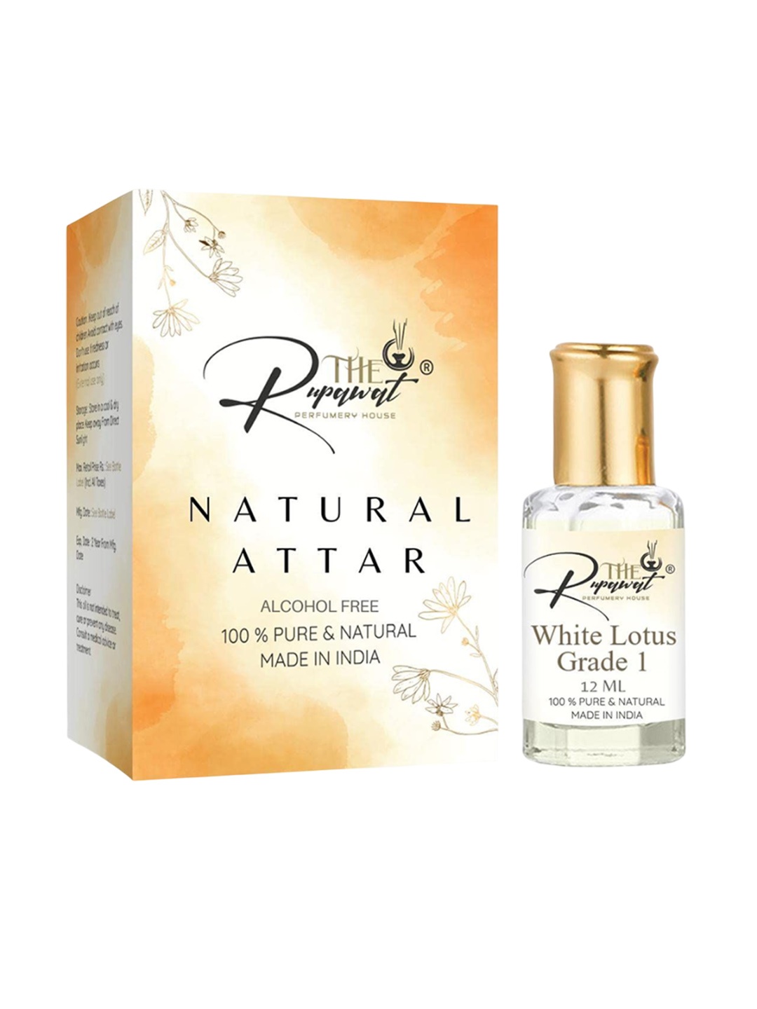 THE RUPAWAT Perfumery House White Lotus Grade 1 Natural & Alcohol Free Attar - 12 ml, Transparent
THE RUPAWAT Perfumery House White Lotus Grade 1 Natural & Alcohol Free Attar - 12 ml, Transparent