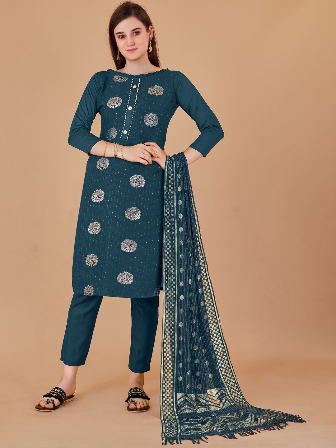 A TO Z CART Floral Woven Design Thread Work Pure Cotton Unstitched Dress Material, Turquoise blue
A TO Z CART Floral Woven Design Thread Work Pure Cotton Unstitched Dress Material, Turquoise blue