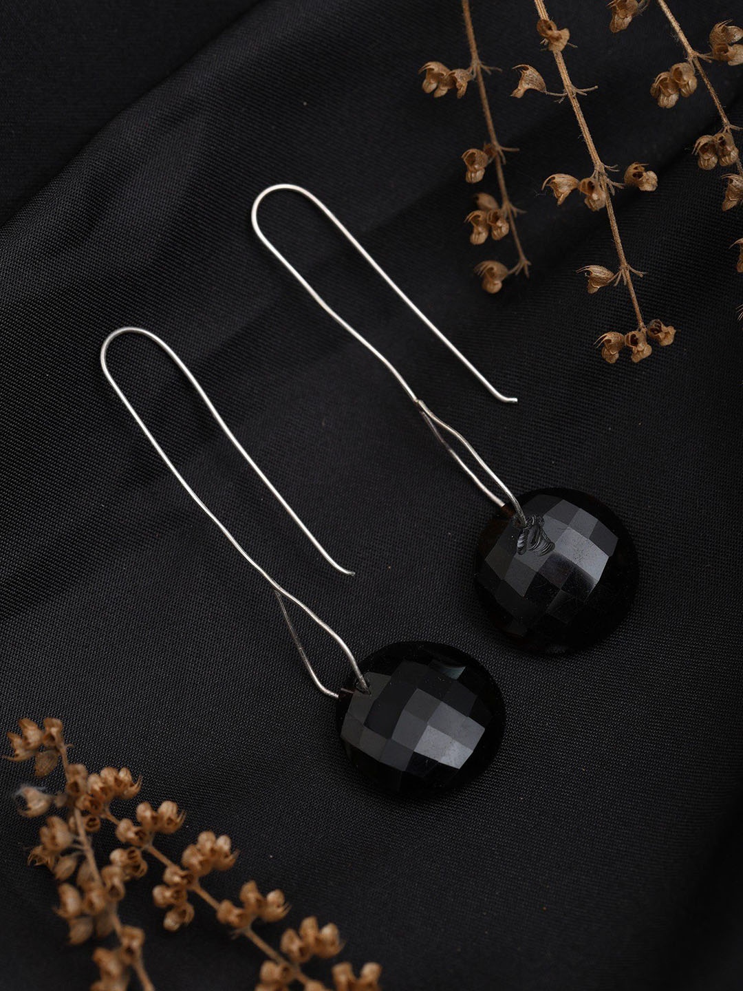 Exotic India Sterling Silver Long Hook Earrings with Faceted Smoky Quartz, Brown
Exotic India Sterling Silver Long Hook Earrings with Faceted Smoky Quartz, Brown