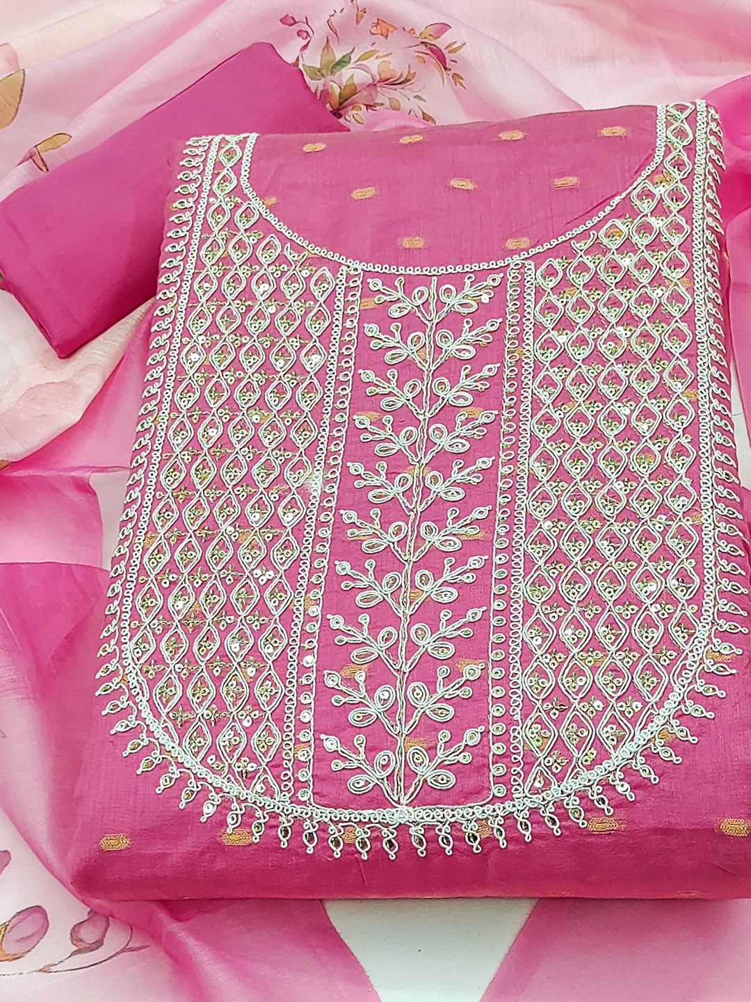 Panzora Ethnic Motifs Woven Design Thread Work Modal Chanderi Unstitched Dress Material, Pink
Panzora Ethnic Motifs Woven Design Thread Work Modal Chanderi Unstitched Dress Material, Pink